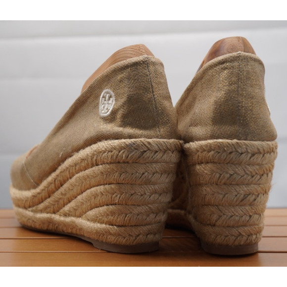 Tory Burch Filipa Espadrille Wedge Gold/Tan Size 11B - Picture 8 of 16